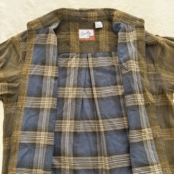 Scully Men's Western Shirt Size M Corduroy Long Sleeve Button Yard Plaid Brown - Picture 8 of 9